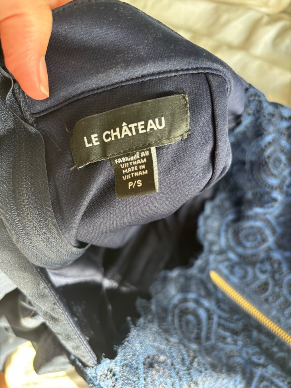 le chateau Navy Blue Lace-Back Mini Dress - Picture 3 of 3